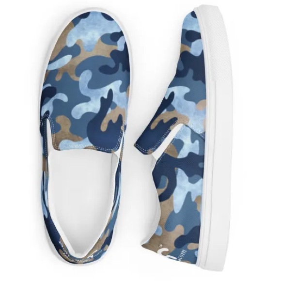 Joie Huxley Camo Suede Leather Skate Slip On Sneaker Blue 37-1/2 size  7-71/2 - Picture 14 of 14